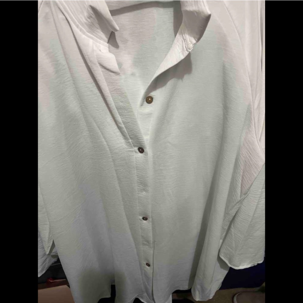 Plus Size Classic Elegant Roll Up Button Down Shirt Dress White - Picture 11 of 11